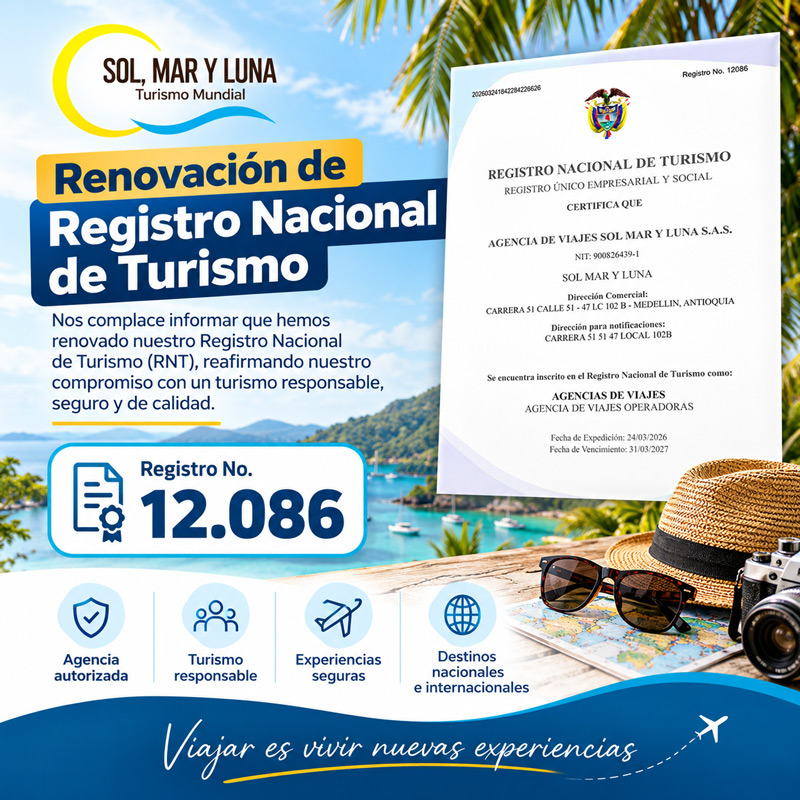 Renovación del Registro Nacional de Turismo para Sol, Mar y Luna